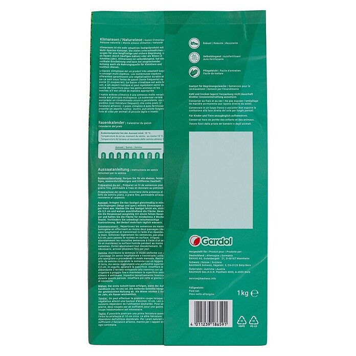 Gardol Rasensamen Klimarasen Naturwiese (1 kg, Saatgut ausreichend für: 50 m²) | BAUHAUS