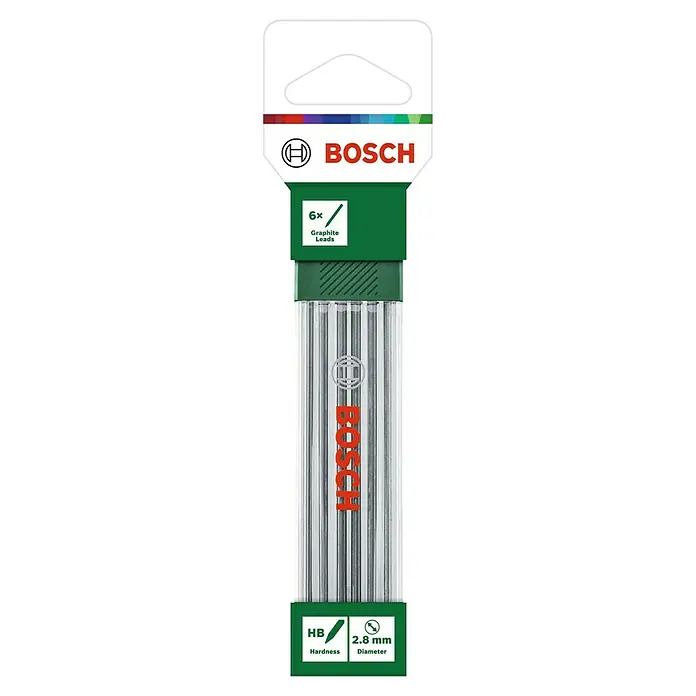 Bosch Ersatzminen - 6 Stk. - Bosch Bleistiftminen, 6 Stück, HB Härtegrad und 2,8 mm Durchmesser, für präzises Markieren und Zeichnen auf verschiedenen Oberflächen.