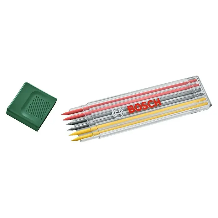 Bosch Ersatzminen Multicolor - 6 Stk. - Bosch Universal-Minen-Set mit Minenspitzer, bestehend aus roten, gelben und grauen Minen zum Markieren verschiedener Materialien.