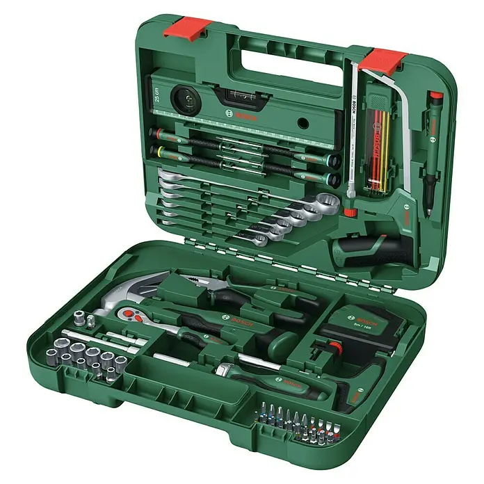 Bosch Werkzeugkoffer Advanced V2 - 64 -tlg. - Bosch Werkzeugkoffer, gefüllt mit einer Vielzahl an Werkzeugen für Heimwerker und Profis. Ideal für Reparaturen und Projekte rund ums Haus.