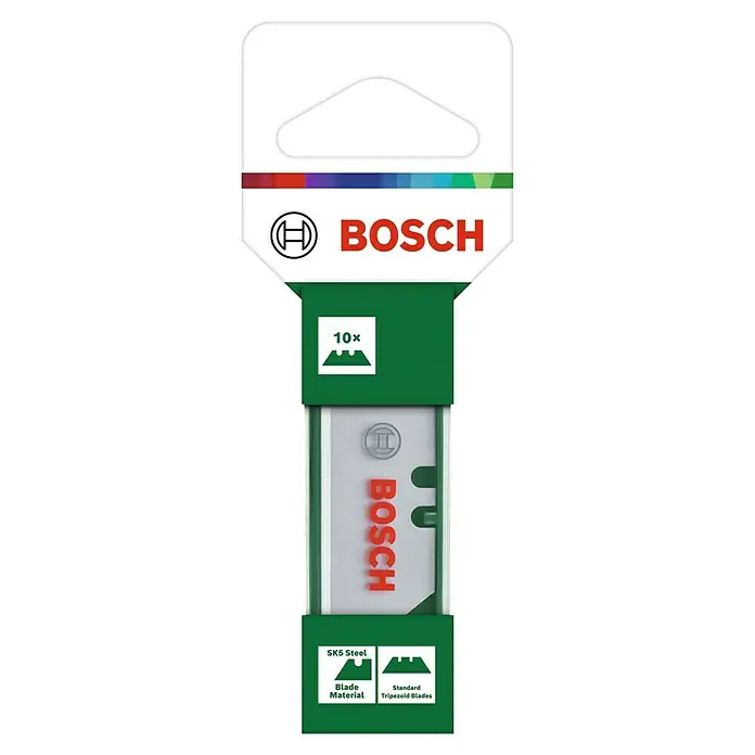 Bosch Trapezklinge - Passend für: Bosch Klappmesser, 10 Stk. - Abbildung der Bosch SK5 Trapezklingen, 10 Stück im Pack, ideal für Profis. Robuste Klingen aus Stahl für langanhaltende Leistung.