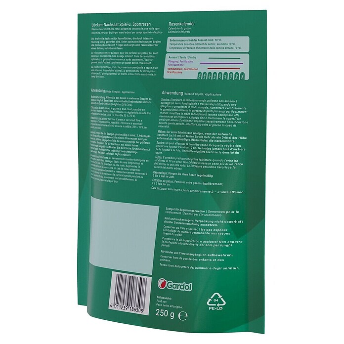 Gardol Nachsaat-Rasen Spiel- & Sprot (0,25 kg, Saatgut ausreichend für: 15 m²) | BAUHAUS