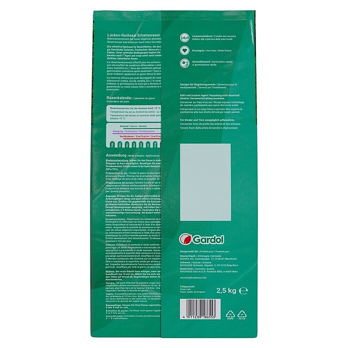 Gardol Nachsaat-Rasen Schatten (2,5 kg, Saatgut ausreichend für: 150 m²) | BAUHAUS