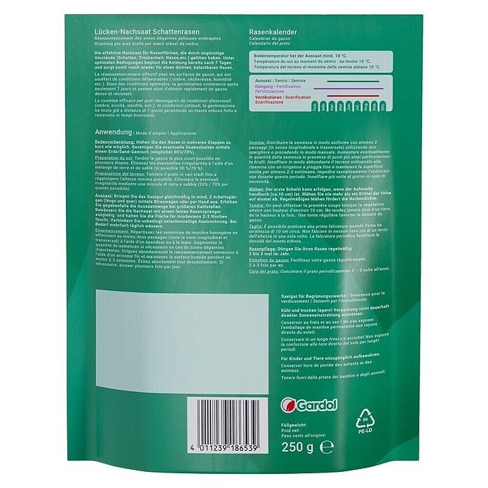 Gardol Nachsaat-Rasen Schatten (0,25 kg, Saatgut ausreichend für: 15 m²) | BAUHAUS