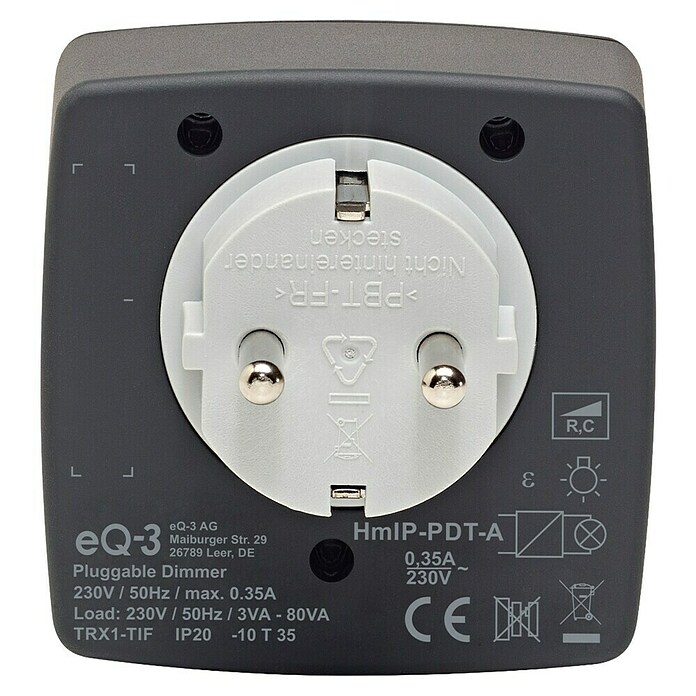 Homematic IP Funksteckdose Phasenabschnittdimmer HmIP-PDT-A (Anthrazit, 230 V) | BAUHAUS