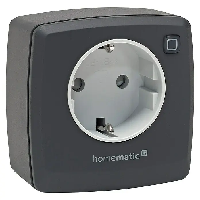 Homematic IP Funksteckdose Phasenabschnittdimmer HmIP-PDT-A - Anthrazit, 230 V - Homematic IP Schalt-Mess-Steckdose für das Smart Home zur Steuerung und Überwachung des Energieverbrauchs.