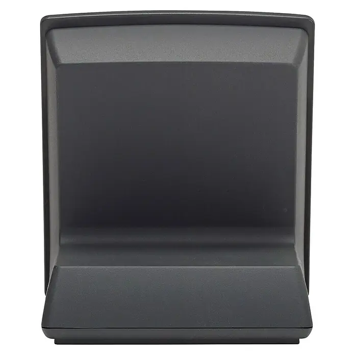 Homematic IP Halterung Tischaufsteller HmIP-DS55-A - Batteriebetrieben, 7,9 x 9 x 6,7 cm, Anthrazit - Nahaufnahme einer quadratischen, grauen Außenleuchte mit klaren Linien, ideal für moderne Fassaden.