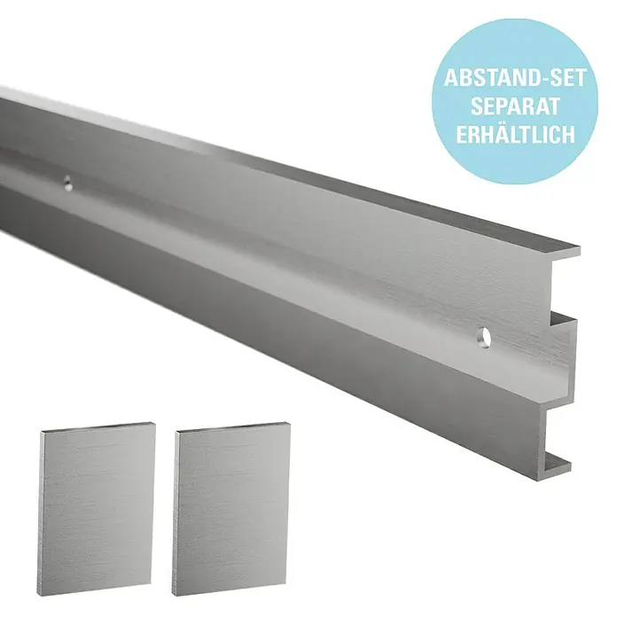 Diamond Doors Holzschiebetür-Beschlag Linea 60 Premium 2.0 - Edelstahloptik, Art Beschlag: Geschlossen, Länge: 2.000 mm - Abstandhalter-Set: Das separate Abstandhalter-Set sorgt für den perfekten Abstand bei der Montage und ist separat erhältlich.