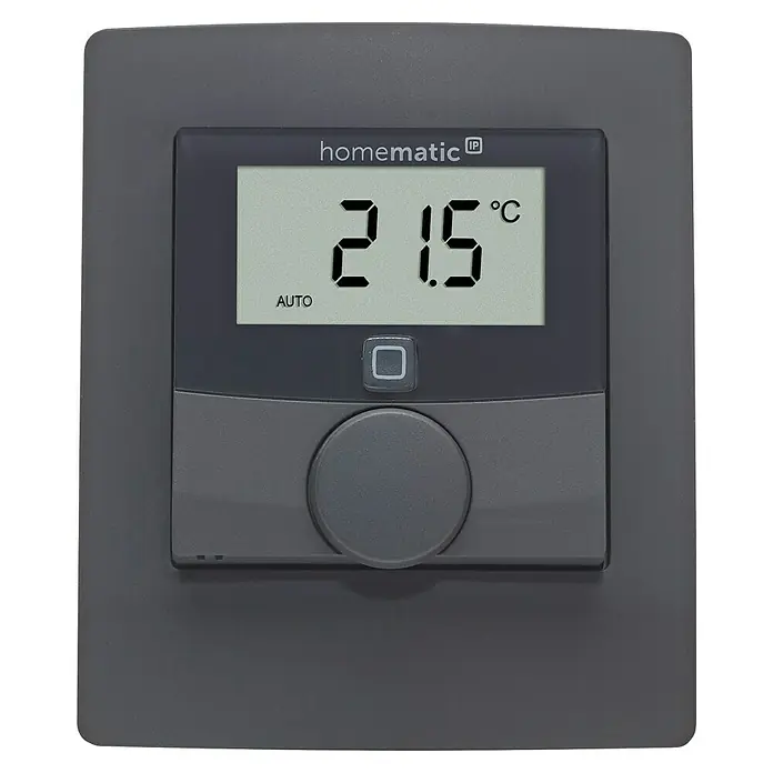 Homematic IP Halterung Tischaufsteller HmIP-DS55-A - Batteriebetrieben, 7,9 x 9 x 6,7 cm, Anthrazit - Homematic IP Wandthermostat zur Temperaturregelung mit großem Display und Drehrad. Komfortable Steuerung der Raumtemperatur.