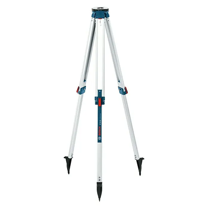Bosch Professional Stativ BT 170 - Stativ-Gewinde: ⁵⁄₈″, Arbeitshöhe: 107 cm - 165 cm - Bild eines Bosch BT170 HD Professional Baustativs mit Aluminiumbeinen und robustem Design für präzise Messungen.