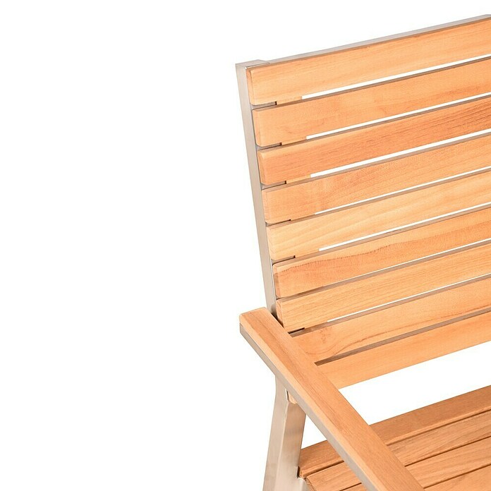 Garden Pleasure Gartenbank Denver 2-Sitzer (B x T x H: 125 x 55 x 86 cm, Teak, Edelstahl, Natur/Silber) | BAUHAUS