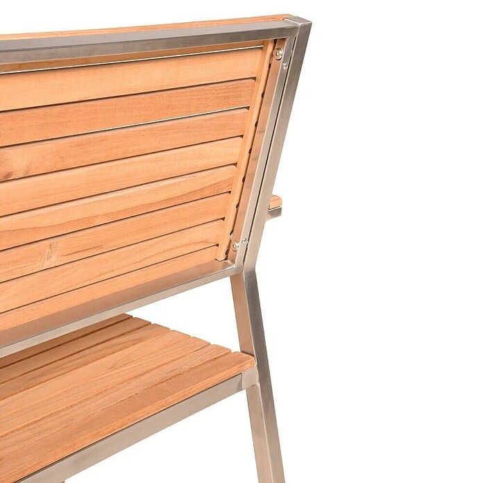 Garden Pleasure Gartenbank Denver 2-Sitzer (B x T x H: 125 x 55 x 86 cm, Teak, Edelstahl, Natur/Silber) | BAUHAUS