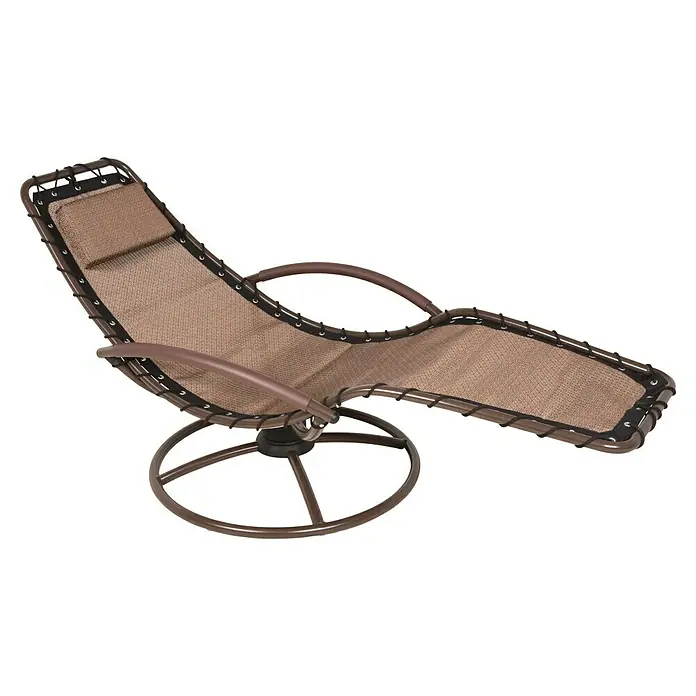 Garden Pleasure Gartenliege Rhodos - Stahl, Polyester, Schwarz - Ein entspannender, brauner Schaukelstuhl mit einem bequemen Textilbezug und einem stabilen Metallgestell. Perfekt für den Garten.
