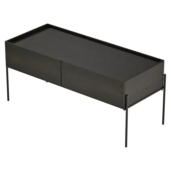VitrA Equal Unterschrank - B x T x H: 102 x 42 x 44,5 cm, Ulme - Elegante dunkelbraune Konsole mit minimalistischem Design und schlanken Metallbeinen, ideal für moderne Wohnräume.