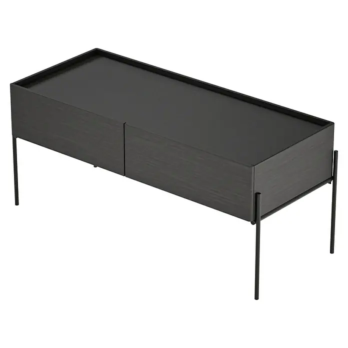 VitrA Equal Unterschrank - B x T x H: 102 x 42 x 44,5 cm, Schwarz-Eiche - Elegante schwarze Konsole mit minimalistischem Design und schlanken Beinen. Ideal für moderne Wohnräume und als stilvolle Ablagefläche.