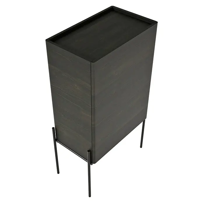 VitrA Equal Bad-Midischrank - B x T x H: 45 x 27 x 85 cm, Ulme, DIN Anschlag: Rechts - Elegantes, dunkles Holzschränkchen mit schlanken Metallbeinen. Ein stilvolles Möbelstück für moderne Wohnräume.
