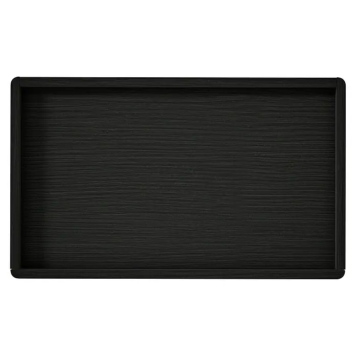 VitrA Equal Bad-Midischrank - B x T x H: 45 x 27 x 85 cm, Schwarz-Eiche, DIN Anschlag: Links - Elegantes Tablett aus dunklem Holz mit einer feinen Maserung. Ideal zum Servieren von Speisen und Getränken oder als dekoratives Element.