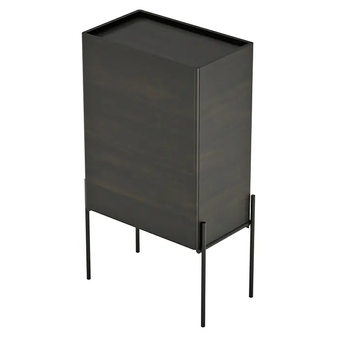 VitrA Equal Bad-Midischrank - B x T x H: 45 x 27 x 85 cm, Ulme, DIN Anschlag: Links - Elegantes Nachtkästchen aus dunklem Holz mit schlichten Metallbeinen. Perfekt für ein modernes Schlafzimmer.