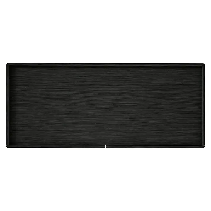 VitrA Equal Unterschrank - B x T x H: 102 x 42 x 44,5 cm, Schwarz-Eiche - Schwarzer Holztablett-Rahmen mit horizontaler Maserung und silbernen Akzenten, ideal für die stilvolle Präsentation von Gegenständen.