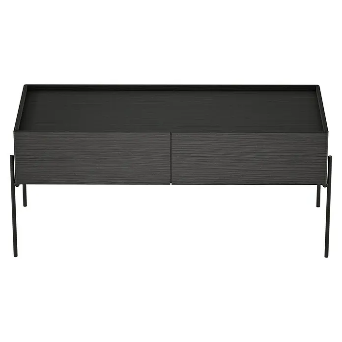 VitrA Equal Unterschrank - B x T x H: 102 x 42 x 44,5 cm, Schwarz-Eiche - Elegante schwarze Konsole mit Holzstruktur und minimalistischem Design, ideal für moderne Wohnräume. Die Konsole bietet Stauraum durch zwei Schubladen.