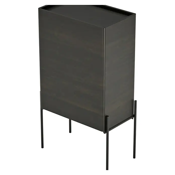VitrA Equal Bad-Midischrank - B x T x H: 45 x 27 x 85 cm, Ulme, DIN Anschlag: Rechts - Elegantes, dunkles Holzschränkchen mit schlanken Metallbeinen, ideal für moderne Wohnräume. Das schlichte Design bietet Stauraum mit Stil.