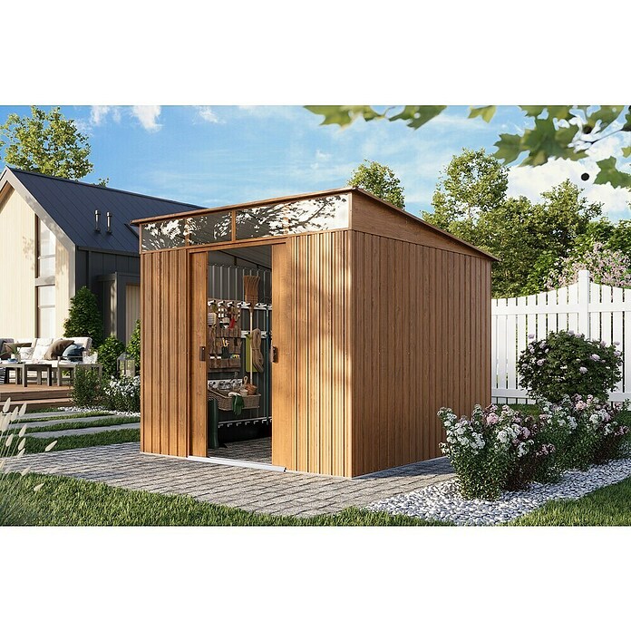 Pergart Gerätehaus Lübeck 88 (Außenmaß inkl. Dachüberstand (B x T): 236 x 238 cm, Braun) | BAUHAUS