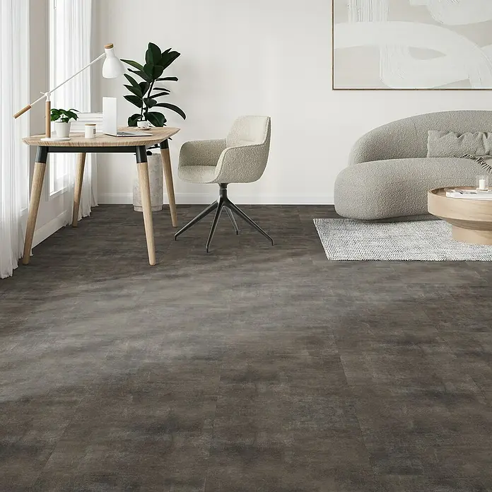 Parador Vinylboden Basic 5.3 - Mineral black, Fliese, 914 x 457 x 5,3 mm - Ein stilvolles Interieur mit einem markanten Vinylboden, der dem Raum Wärme und Charakter verleiht.