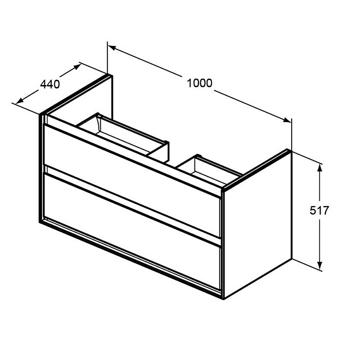 Ideal Standard Connect Air Waschtischunterschrank (44 x 100 x 51,7 cm, 2 Schubkästen, Braun/Weiß, Matt)