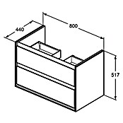 Ideal Standard Connect Air Waschtischunterschrank (44 x 80 x 51,7 cm, 2 Schubkästen, Eiche Grau/Weiß, Matt)