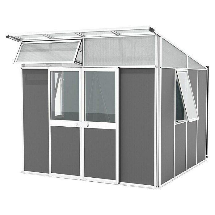 Vitavia Gerätehaus Kosmos 7800 (Außenmaß inkl. Dachüberstand (B x T): 267 x 295 cm, Aluminium, Weiß/Anthrazit) | BAUHAUS