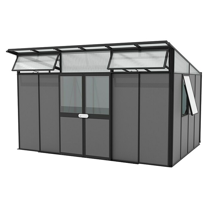 Vitavia Gerätehaus Kosmos 11500 (Außenmaß inkl. Dachüberstand (B x T): 392,8 x 295 cm, Aluminium, Schwarz/Anthrazit) | BAUHAUS