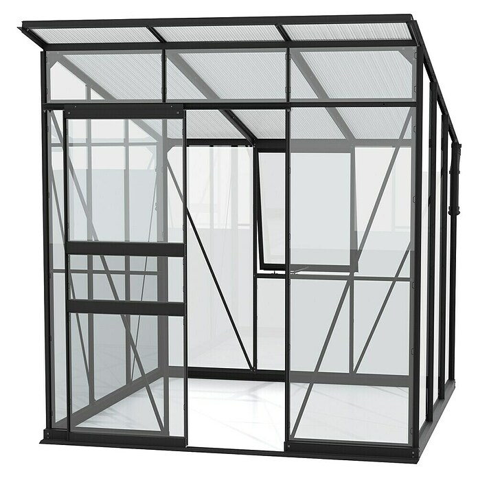Vitavia Gewächshaus Fokus Glas (Material Seitenwand: Glas, Außenmaß inkl. Dachüberstand (B x T): 2 294 x 1 958 cm, Schwarz) | BAUHAUS