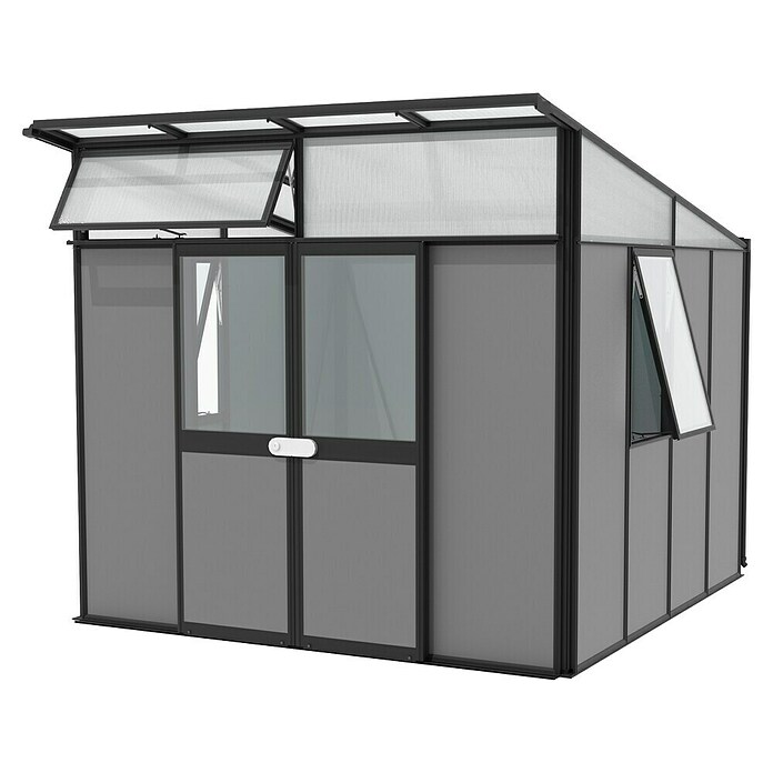 Vitavia Gerätehaus Kosmos 7800 (Außenmaß inkl. Dachüberstand (B x T): 267 x 295 cm, Aluminium, Schwarz/Anthrazit) | BAUHAUS