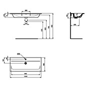 Ideal Standard Connect Air Einbauwaschbecken (46 x 104 cm, Keramik, Weiß)