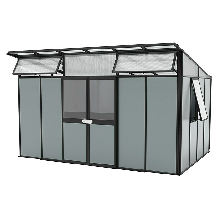 Vitavia Gerätehaus Kosmos 11500 (Außenmaß inkl. Dachüberstand (B x T): 392,8 x 295 cm, Aluminium, Schwarz) | BAUHAUS