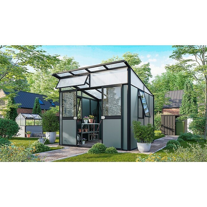 Vitavia Gerätehaus Kosmos 7800 (Außenmaß inkl. Dachüberstand (B x T): 267 x 295 cm, Aluminium, Schwarz) | BAUHAUS