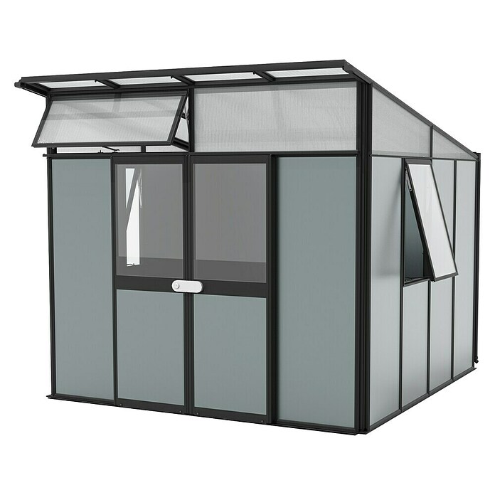 Vitavia Gerätehaus Kosmos 7800 (Außenmaß inkl. Dachüberstand (B x T): 267 x 295 cm, Aluminium, Schwarz) | BAUHAUS