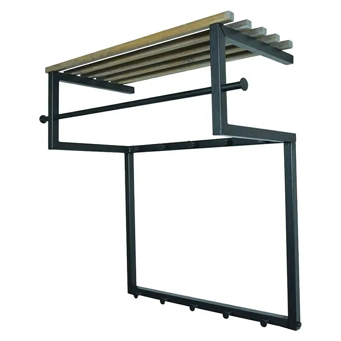 Spinder Design Garderobenpaneel Rizzoli - L x B x H: 34 x 76 x 76 cm, Anzahl Haken: 12 Stk. - Attraktive Wandgarderobe mit Holzablage und Kleiderstange aus Metall für einen stilvollen Eingangsbereich.