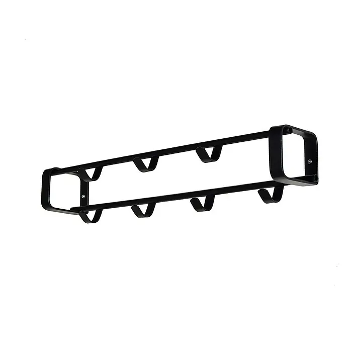 Spinder Design Garderobenleiste Rex 1 - Anzahl Haken: 7 Stk., L x B x H: 11,5 x 60 x 10 cm - Schwarzer Wandgarderobenständer mit sechs Haken zum Aufhängen von Kleidung und Accessoires.