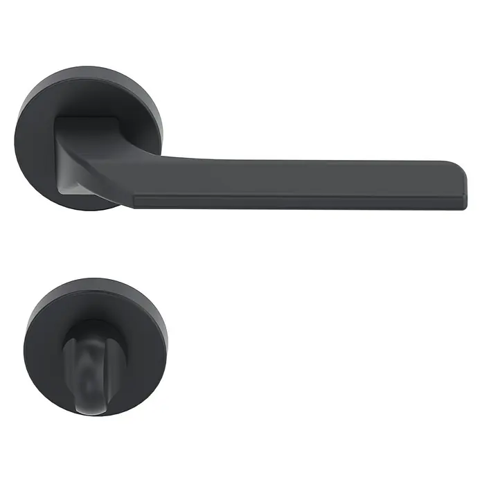 Diamond Doors Black Edition Zimmertürgarnitur WC Boston - Anthrazit, Stärke Tür: 40 mm - 45 mm, Schlitzkopf/Olive - Schwarze Türgriffe mit Rosette, elegantes Design für moderne Türen, hochwertige Verarbeitung und stilvolle Optik.