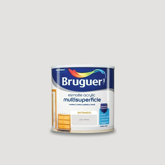 Bruguer Esmalte de color Acrylic Multisuperficie  (Gris niebla, 250 ml, Satinado)
