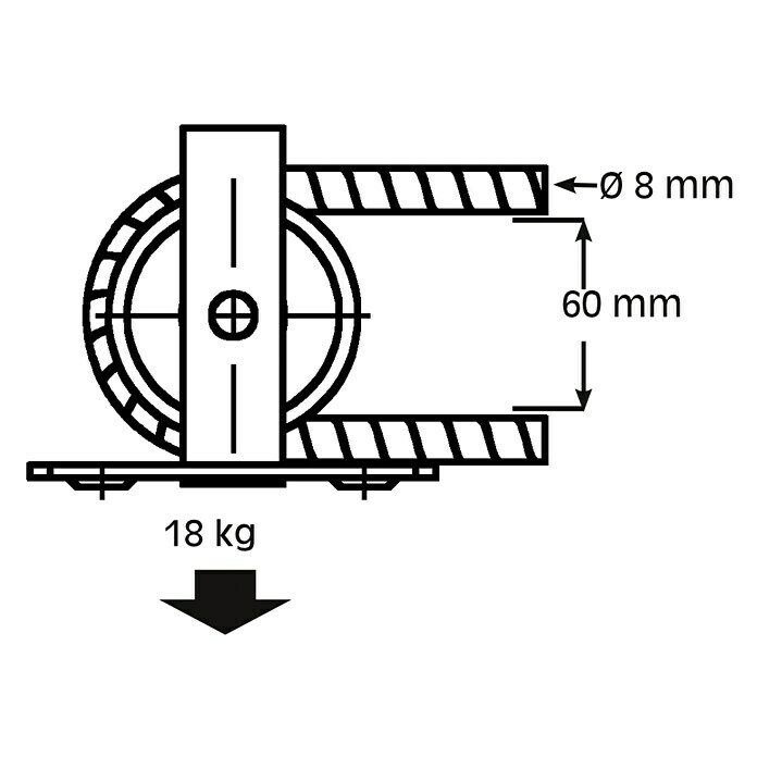 HBS Betz Seilrolle (Typ: Stehrolle, Grauguss, Traglast: 18 kg, Durchmesser: 60 mm, 1 Stk.)