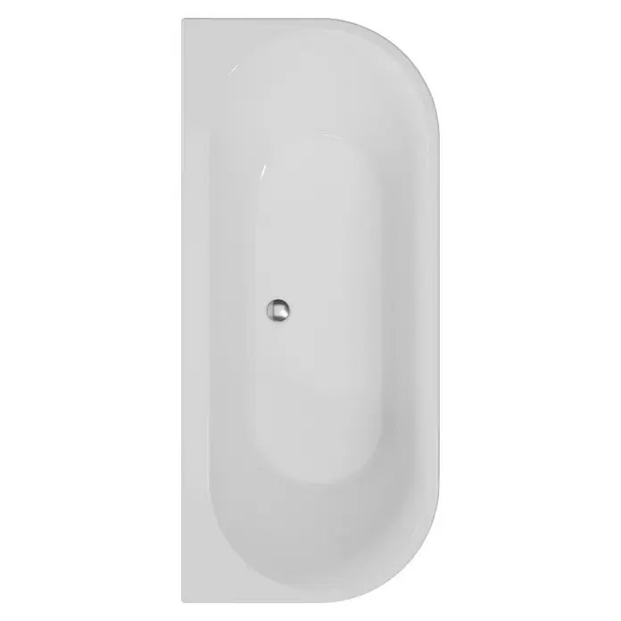 Ottofond Raumsparbadewanne Mirador - 170 x 75 cm, Sanitäracryl, Weiß - Moderne, freistehende Badewanne in Weiß mit glänzendem Abfluss. Ideal für ein stilvolles Badezimmer mit entspannendem Komfort.