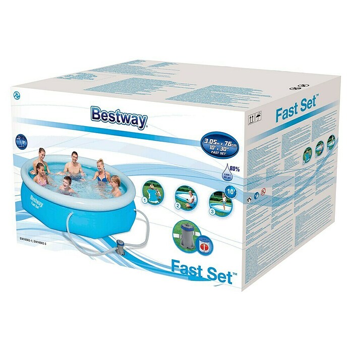 Bestway Zwembadset (Ø x h: 305 x 76 cm, 3.638 l, Blauw)