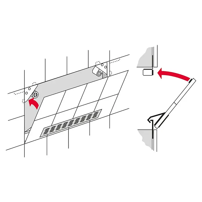 Ottofond Fliesenrahmen inkl. Lüftungsgitter - 50 x 100 cm, Aluminium - Die Abbildung zeigt eine schematische Darstellung des Elica-Aktivkohlefilters, der für Dunstabzugshauben verwendet wird.