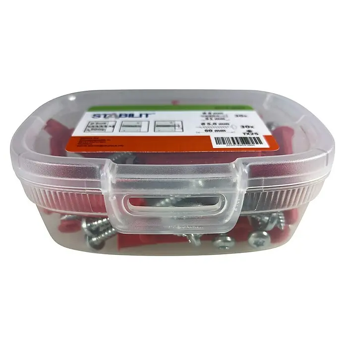 Profi Depot Universaldübel - Ø x L: 8 x 51 mm, Kunststoff, 30 Stk. - Dose mit roten Dübeln und Schrauben der Marke Stabilit. Geeignet für Befestigungen im Innenbereich mit hoher Belastbarkeit und einfache Montage.