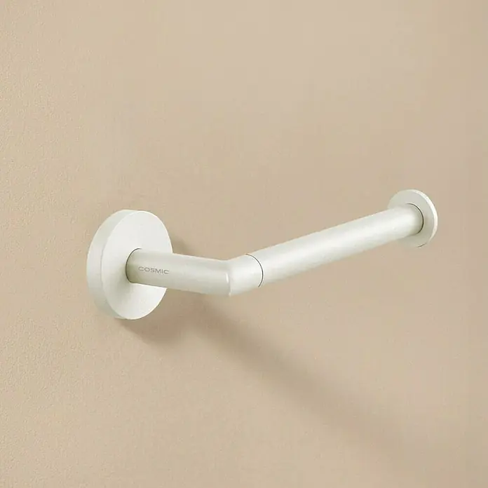 Cosmic Portarrollos Dual Start - Sin tapa, Blanco - Portarrollos de papel higiénico blanco de Cosmic montado en la pared.