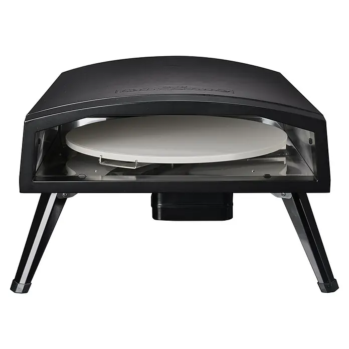 Kingstone Pizzaofen Pizzanello XL - Durchmesser Grillfläche: 44 cm, 5,6 kW, Schwarz, Stahl - Ein Kingsville Pizzaofen mit einer runden Pizzaplatte im Inneren und stabilen Beinen. Ideal für knusprige, selbstgemachte Pizzen.