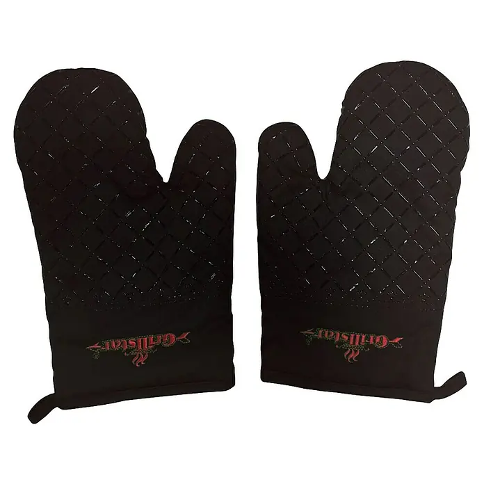 Grillstar Grillhandschuhe - Textil/Silikon, Einheitsgröße - Paar Grillhandschuhe "Grillstar" in Schwarz mit gestepptem Muster, ideal für sicheres Grillen und Kochen.