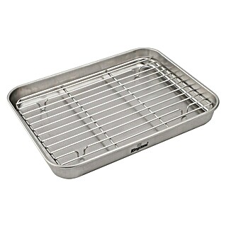 Kingstone Aluminijasta posoda za žar z rešetko (Do x Š x V: 22,6 x 17,3 x 2,6 cm, Nerjavno jeklo)